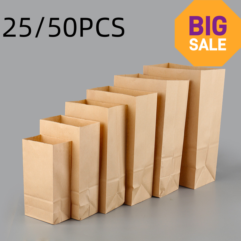Food Storage Of Plants - 25/50pcs Brown Kraft Paper Bags Exquisite