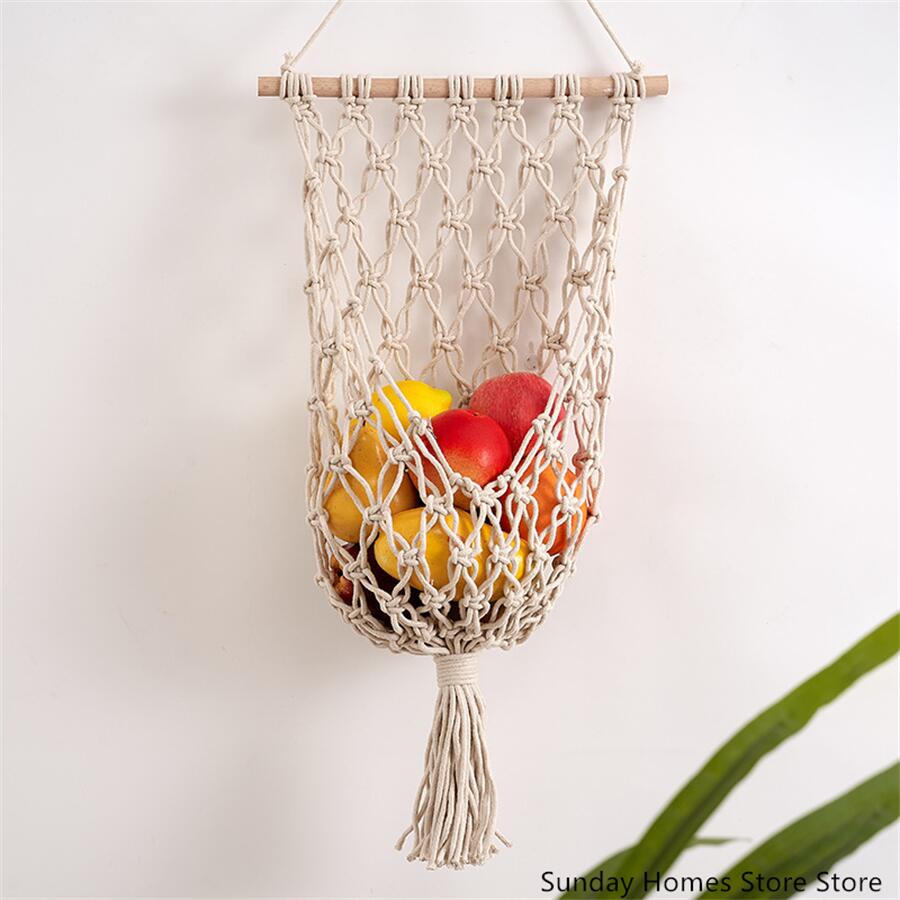 Food Storage Of Plants - Macrame Fruit Storage Basket Hammock Hanging