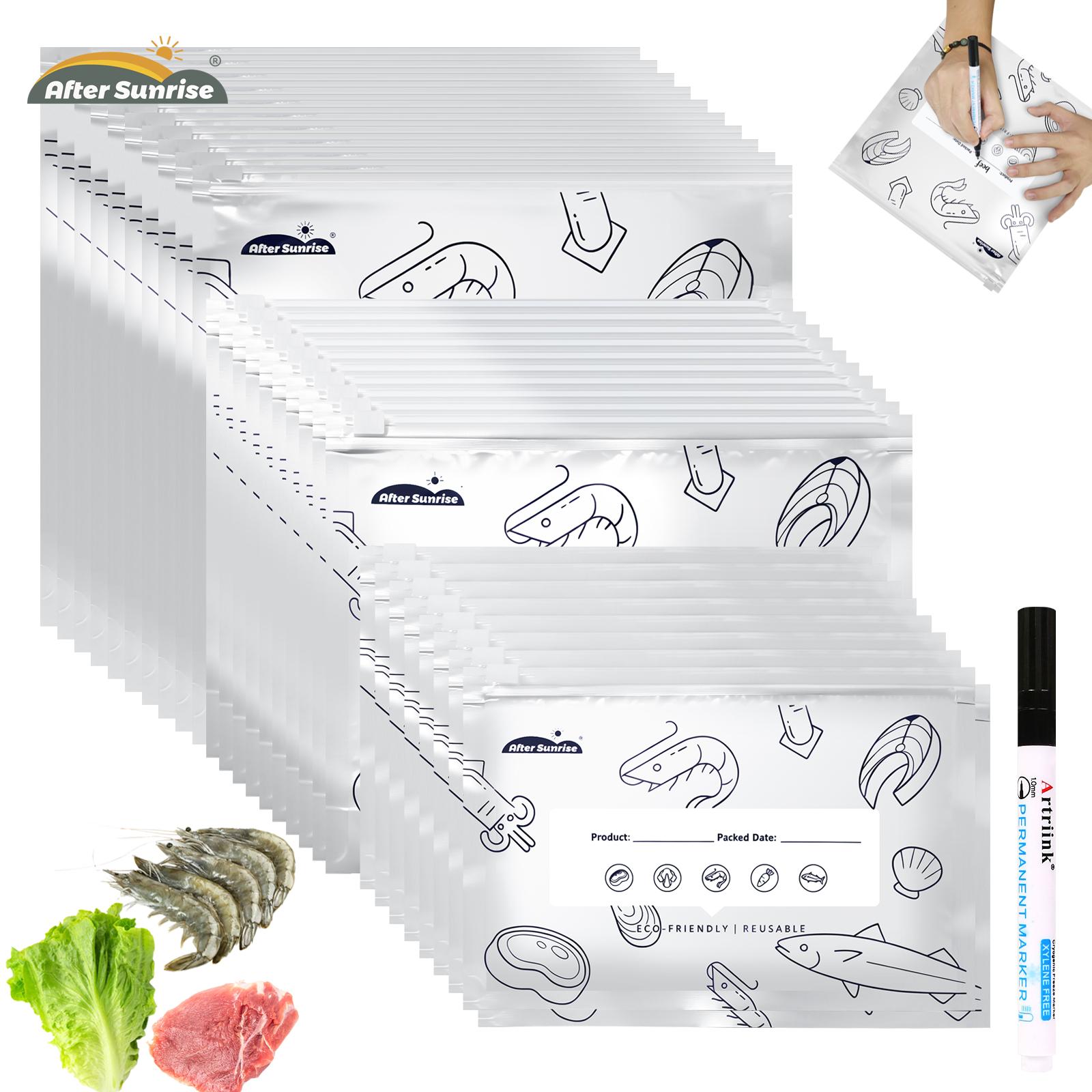 Food Storage Bags Zip Lock Pouch - 【Refrigerated Food】Reusable Aluminum Foil Sealable Storage