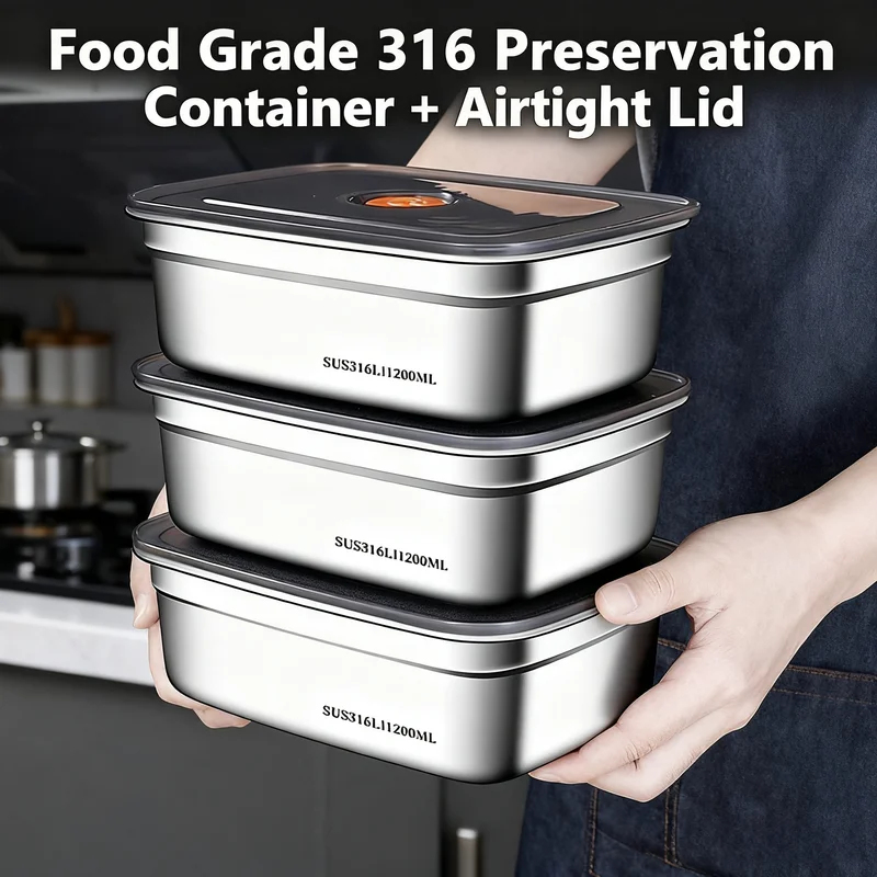 Xxl Food Storage Container - Large Capacity Stainless Steel Leak Proof