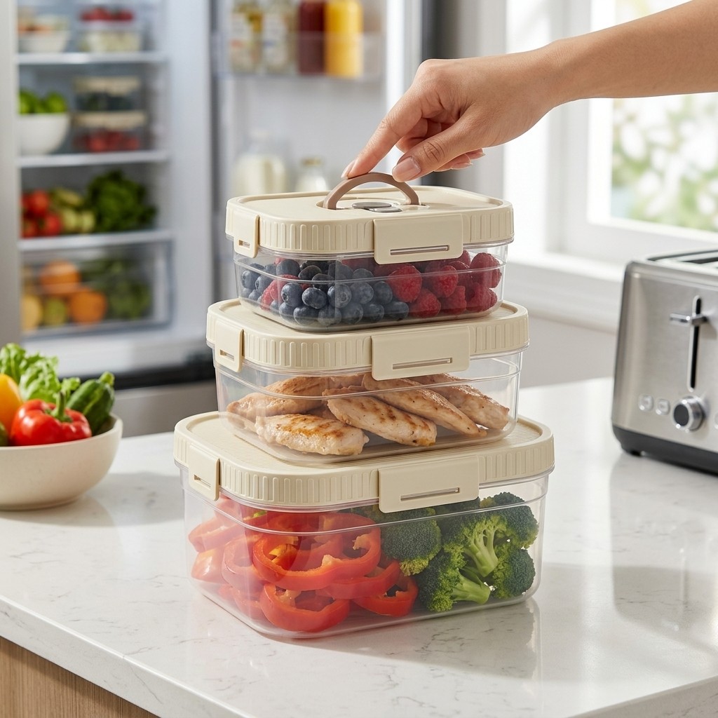 Food Storage Containers Plastic Box - Stackable Food Storage Container With Handle