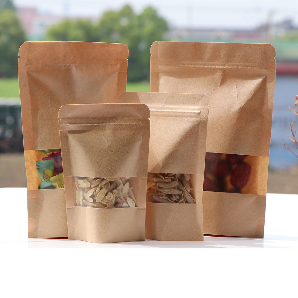 Food Storage Bags Zip Lock Pouch - Kraft Paper Zip Lock Bags with
