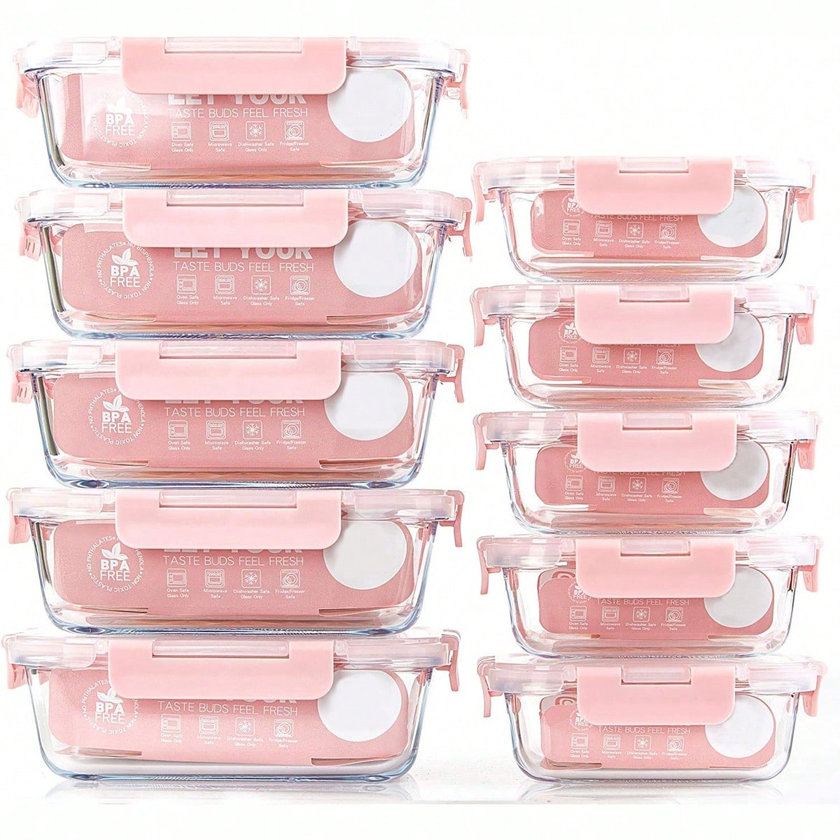Food Storage Boxes With Lids - 10 Pack Glass Meal Prep Containers,