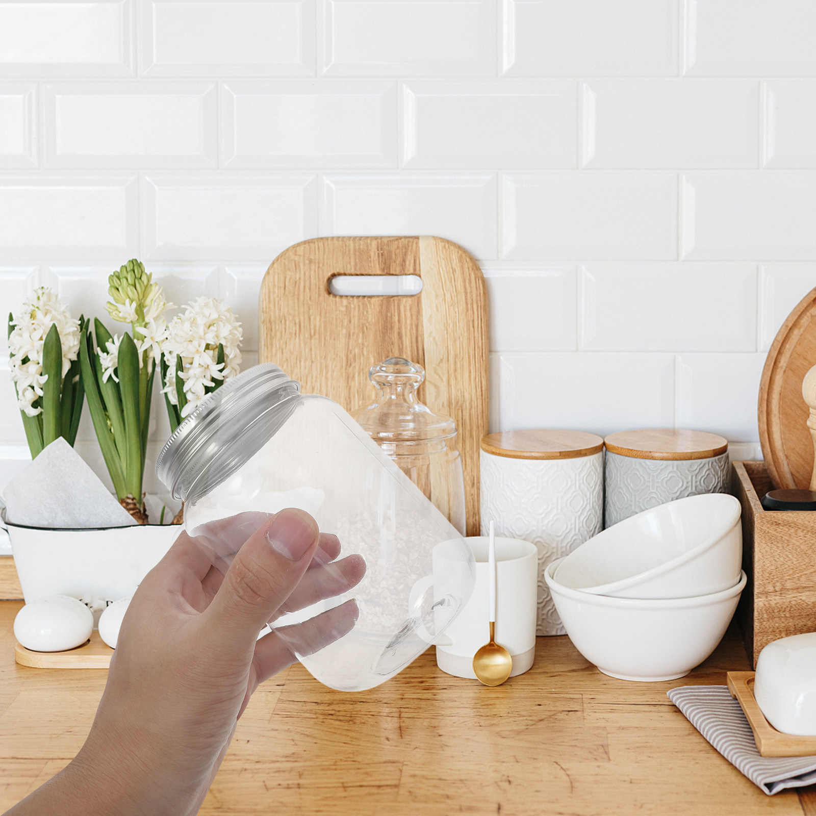 4Pcs Clear Plastic Jars with A - đánh giá và giá Food Storage With Lids
