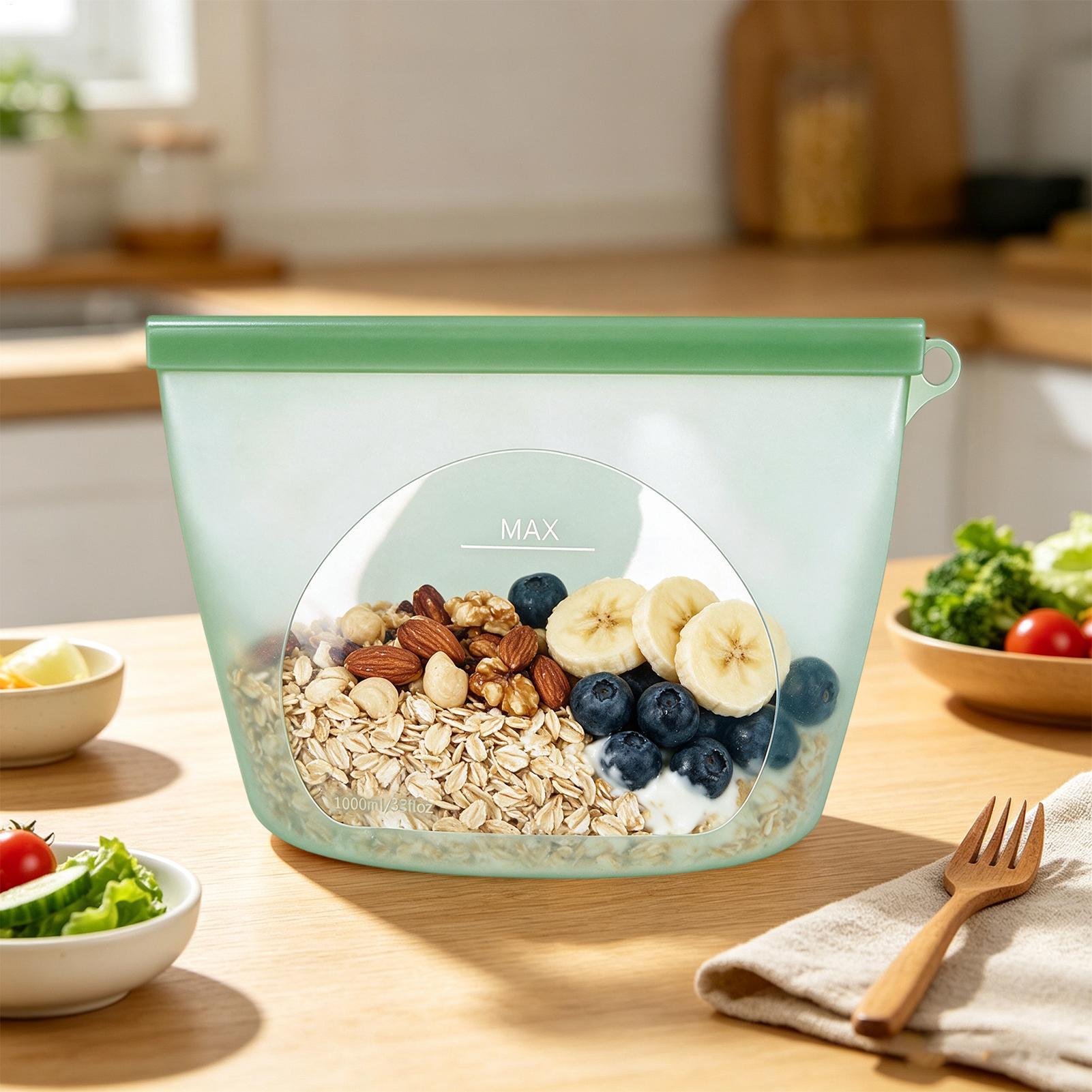 Silicone Ziplock Bags 1000ml O - đánh giá và giá Food Storage Bags Zip Lock Pouch