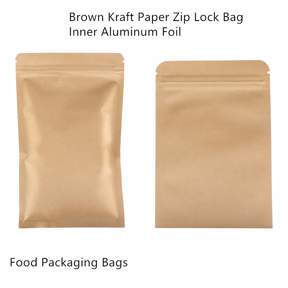 100pcs Brown Kraft Paper Zip L - đánh giá và giá Food Storage Bags Zip Lock Pouch