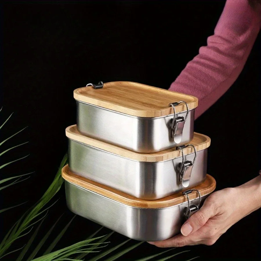 New 304 Stainless Steel Bamboo - đánh giá và giá Food Storage Boxes With Lids