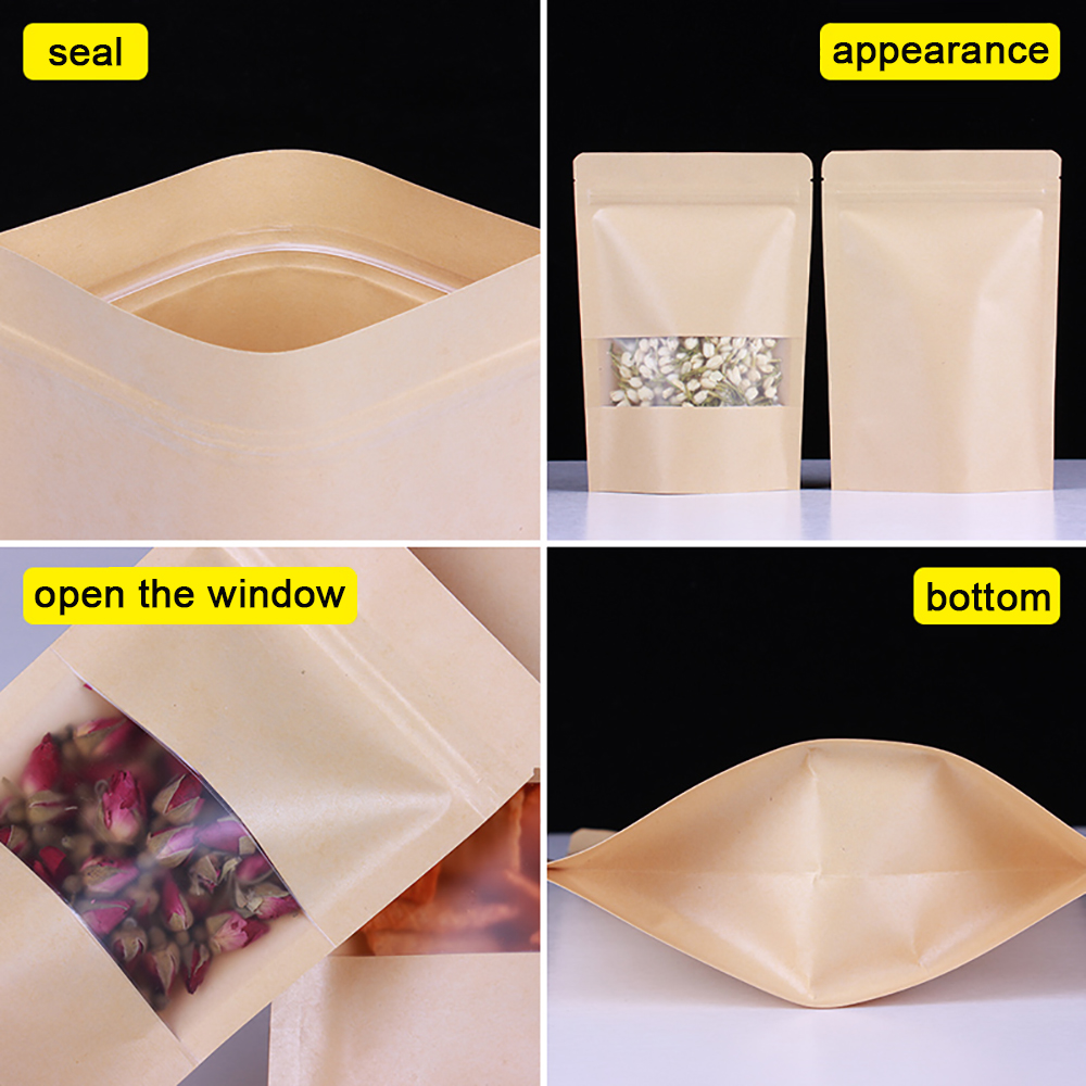 100pcs Packing Zip lock Kraft  - đánh giá và giá Food Storage Bags Zip Lock Pouch