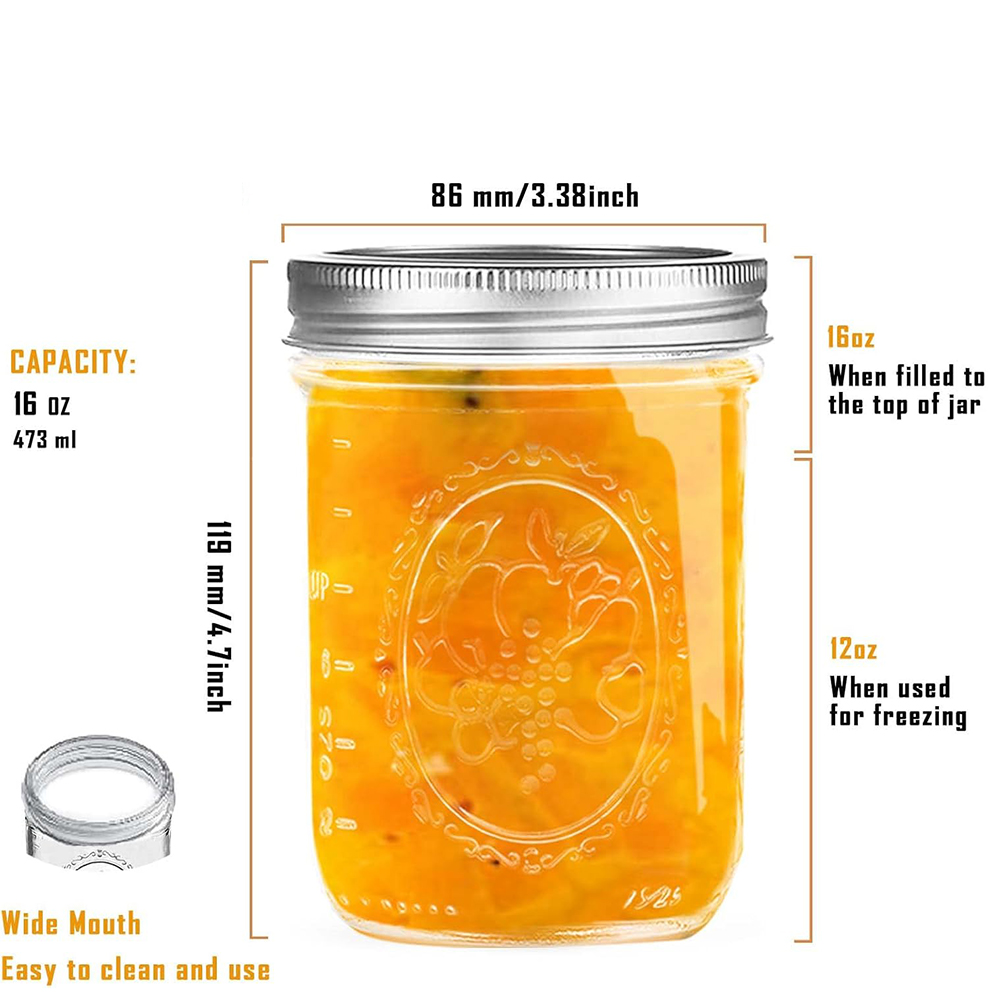 16oz Wide Mouth Mason Jars wit - đánh giá và giá Food Storage With Lids