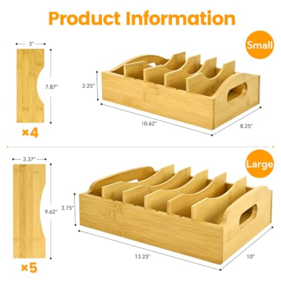 2 Pack Bamboo Lid Organizer, 1 - đánh giá và giá Food Storage With Lids