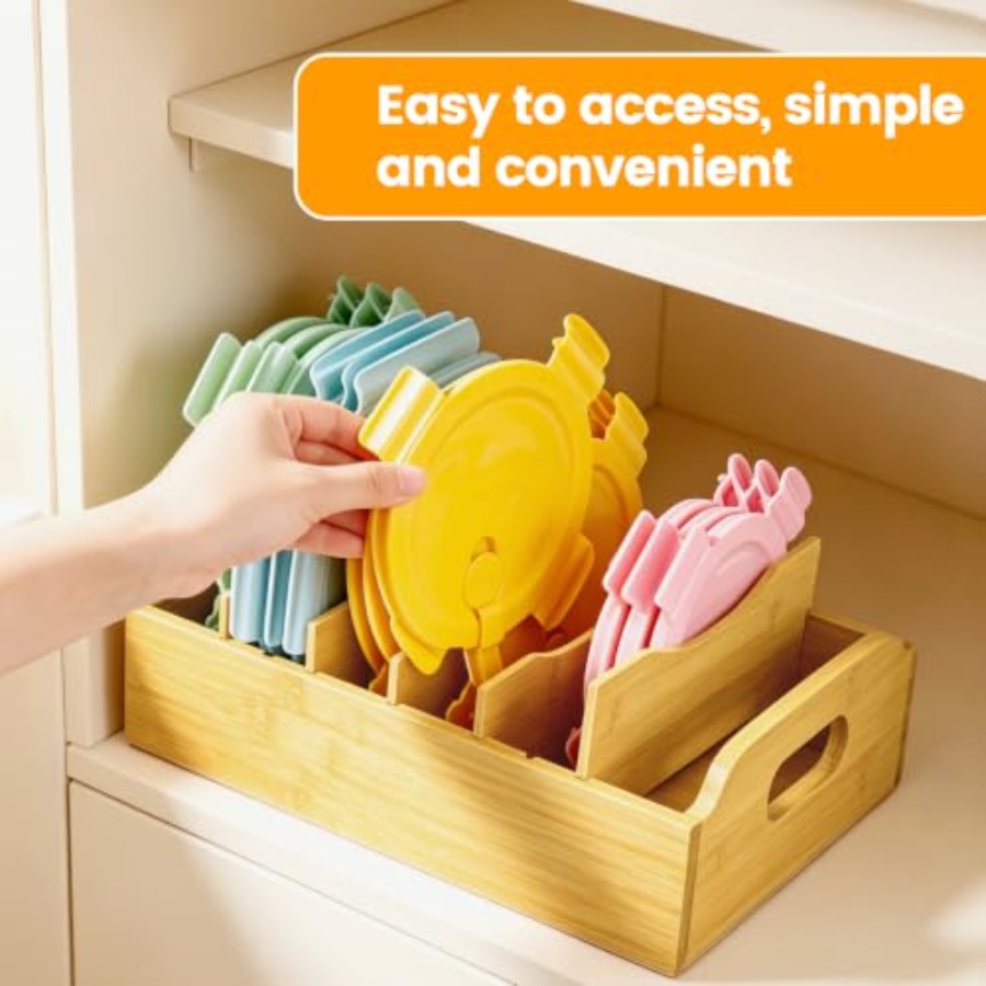 2 Pack Bamboo Lid Organizer, 1 - đánh giá và giá Food Storage With Lids