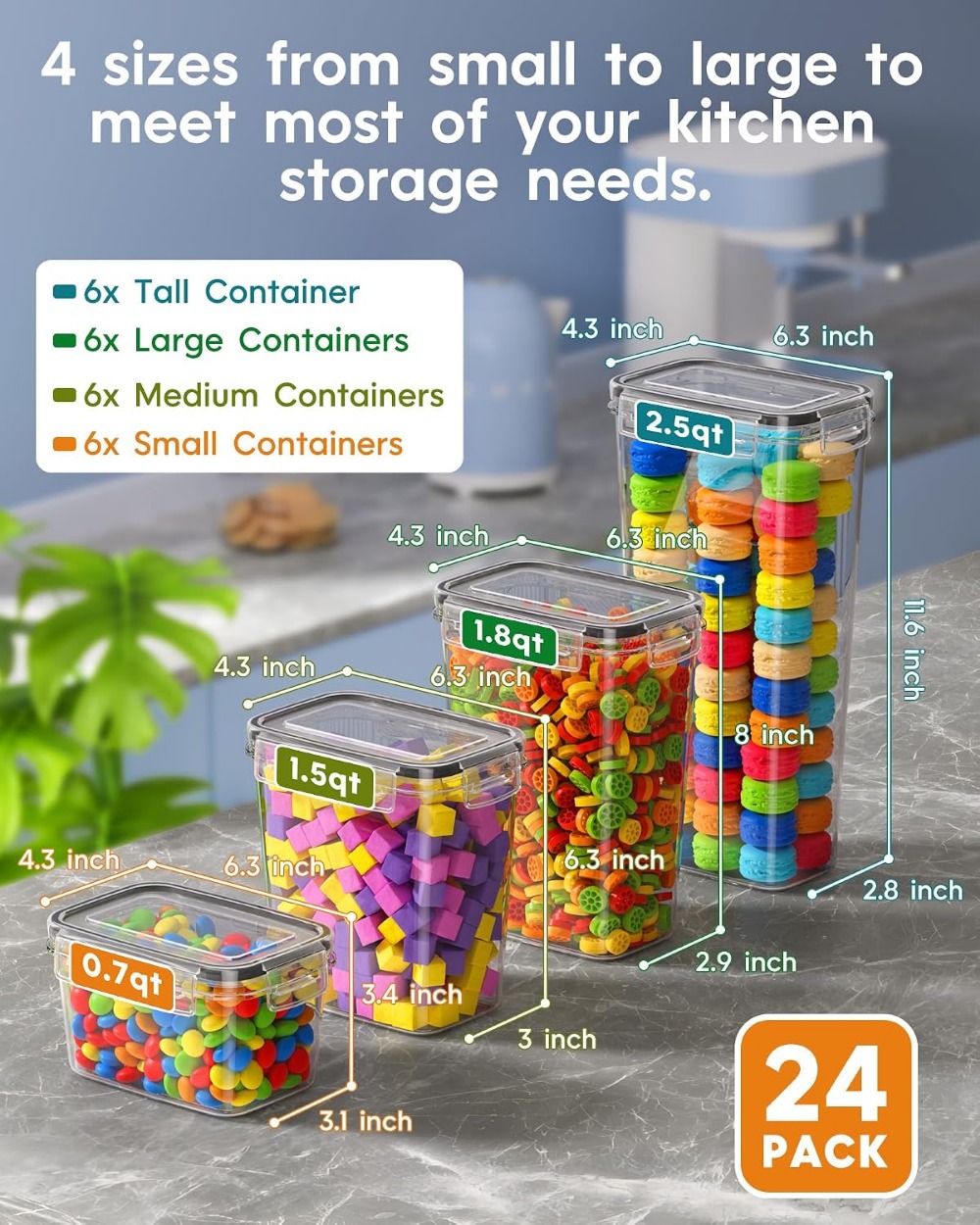 24 PCS Airtight Food Storage C - đánh giá và giá Food Storage With Lids